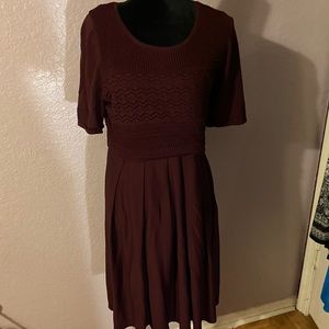 Lane Bryant Sz 14/16 Knit Dress Burgundy